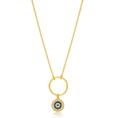 Round Shape Evil Eye Hollow 925 Sterling Silver Pendant