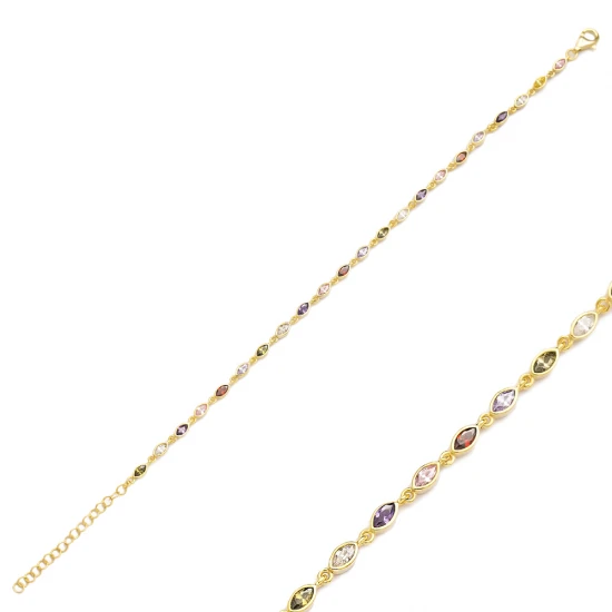 Colorful Oval 925 Sterling Silver Bracelet Colorful Oval 925 Sterling Silver Bracelet