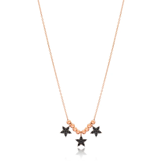 Beaded Star 925 Sterling Silver Necklace | 925 Sterling Silver Wholesale | Sade Silver Beaded Star 925 Sterling Silver Necklace - Sade 925 Silver Jewelry