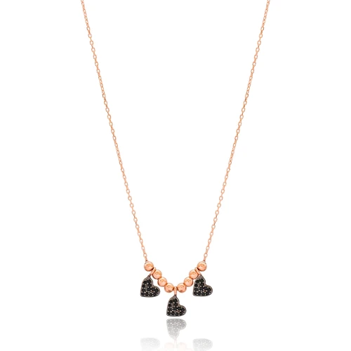 Beaded Heart 925 Sterling Silver Necklace