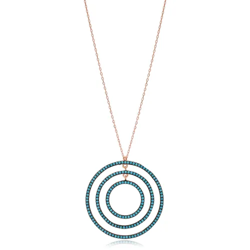 Turquoise Open Circle Pendant In Turkish Wholesale 925 Sterling Silver Turquoise Open Circle Pendant In Turkish Wholesale 925 Sterling Silver