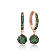 Emerald Delicate Round 925 Sterling Silver Earrings
