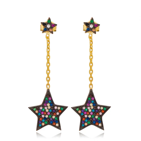 Mix Star Long 925 Sterling Silver Earrings Mix Star Long 925 Sterling Silver Earrings