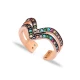 Multicolor Chevron Open Band CZ Adjustable Silver Ring - Sade 925 Silver Jewelry