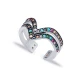 Multicolor Chevron Open Band CZ Adjustable Silver Ring - Sade 925 Silver Jewelry