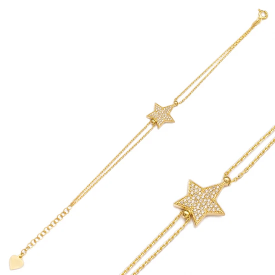 Handcrafted Star CZ 925 Sterling Silver Bracelet