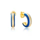 14mm Minimal Navy Blue Enamel Sterling Silver Earrings