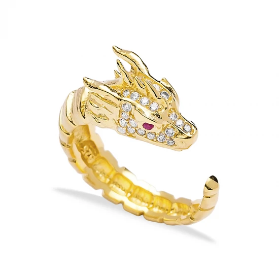 Turkish Dragon Adjustable 925 Sterling Silver Ring - Sade 925 Silver Jewelry