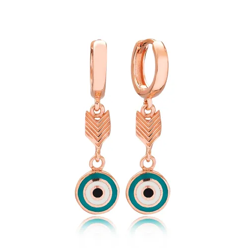 Arrow Shape Evil Eye Dangle Sterling Silver Earrings
