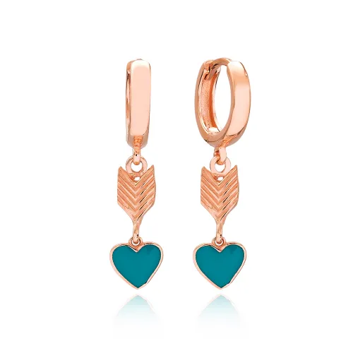Heart Arrow Shape Dangle 925 Sterling Silver Earrings