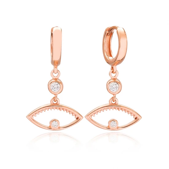 Eye CZ Dangle 925 Sterling Silver Earrings | 925 Sterling Silver Wholesale | Sade Silver Eye CZ Dangle 925 Sterling Silver Earrings - Sade 925 Silver Jewelry