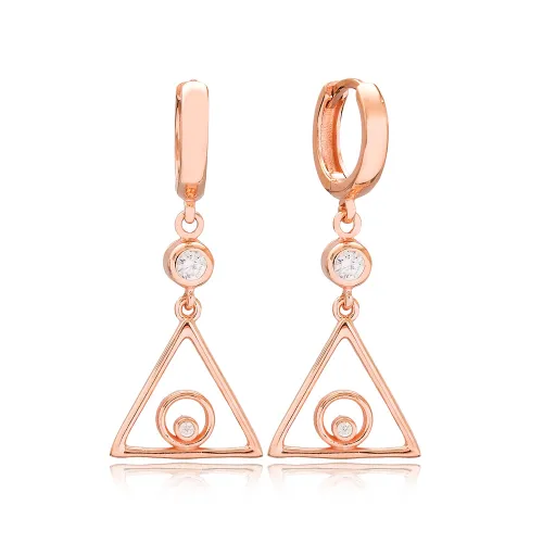 Triangle Shape CZ Dangle 925 Sterling Silver Earrings