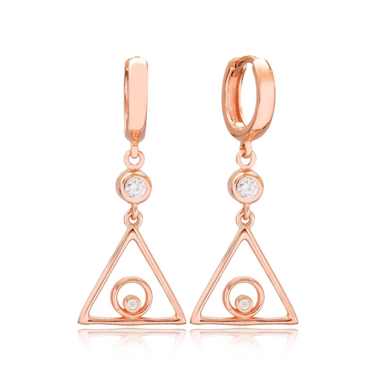 Triangle Shape CZ Dangle 925 Sterling Silver Earrings Triangle Shape CZ Dangle 925 Sterling Silver Earrings