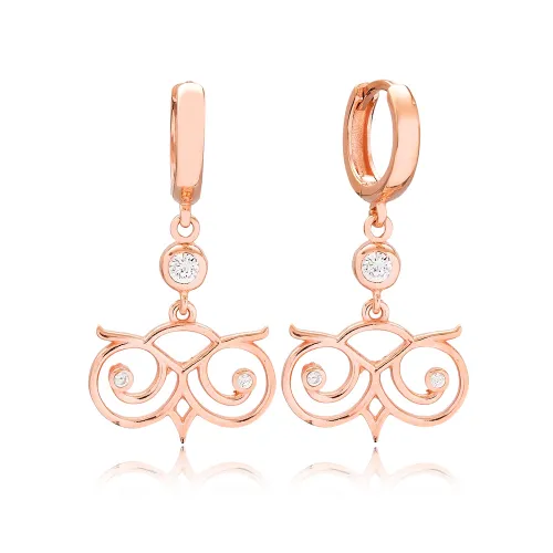 Clear Double Scroll Hoop CZ Sterling Silver Earrings