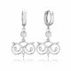 Clear Double Scroll Hoop CZ Sterling Silver Earrings
