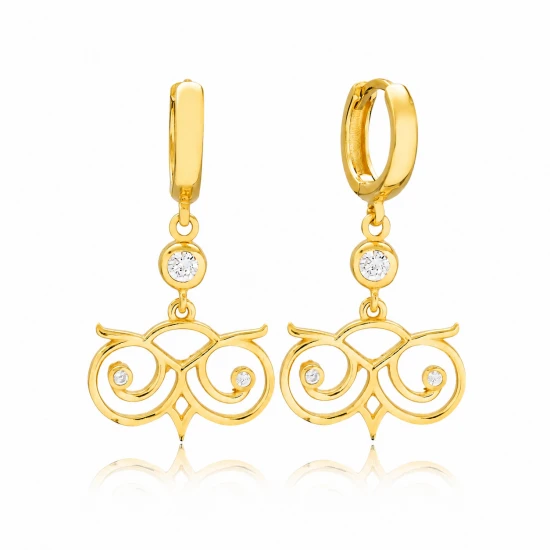 Clear Double Scroll Hoop CZ Sterling Silver Earrings