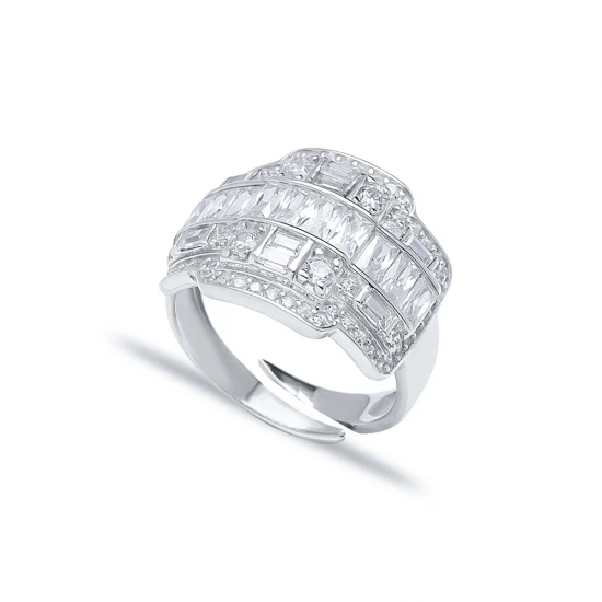 Baguette Adjustable 925 Sterling Silver Ring
