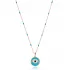 Turquoise Enamel Eye Design Blue Enamel Chain Necklace Turkish Wholesale 925 Sterling Silver Jewelry
