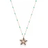 Dainty CZ Snowflake Green Enamel Chain Silver Necklace