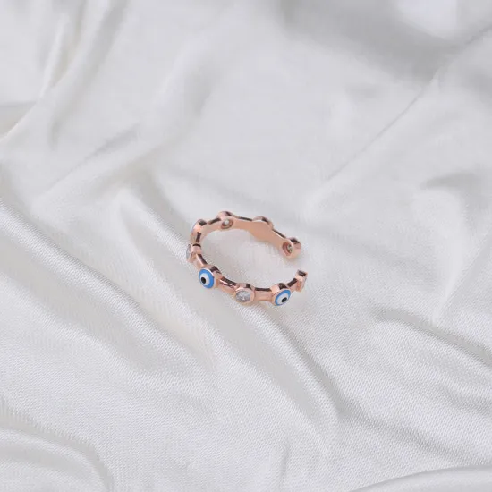 Evil Eye Enamel CZ Adjustable 925 Sterling Silver Ring Evil Eye Enamel CZ Adjustable 925 Sterling Silver Ring