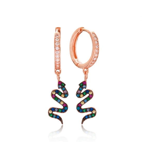 Rainbow Snake Dangle 925 Sterling Silver Earrings Rainbow Snake Dangle 925 Sterling Silver Earrings