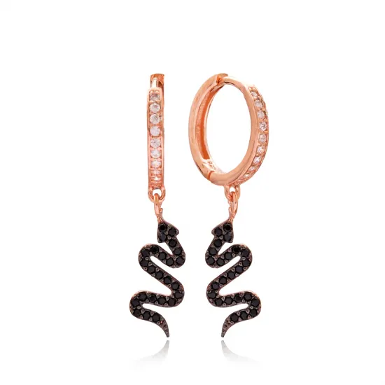 Black CZ Snake Dangle 925 Sterling Silver Earrings Black CZ Snake Dangle 925 Sterling Silver Earrings