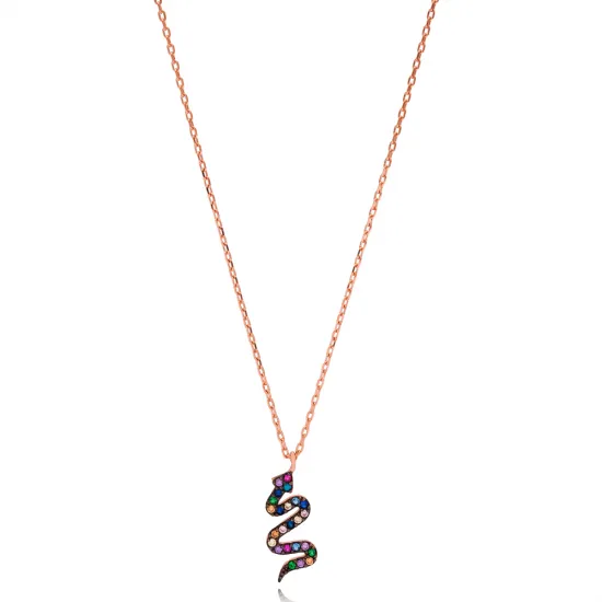 Colorful Snake 925 Sterling Silver Necklace