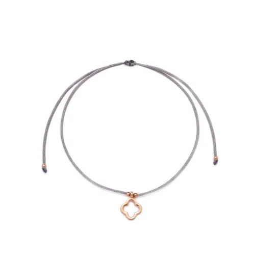 Grey Color Clover Adjustable Knitting Silver Bracelet