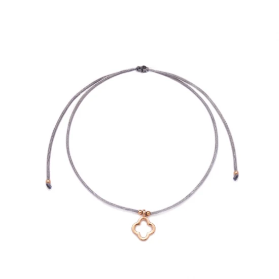 Grey Color Clover Adjustable Knitting Silver Bracelet