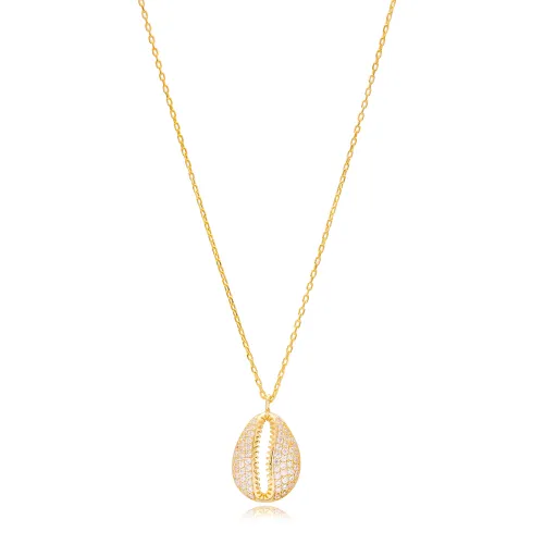 Seashell CZ 925 Sterling Silver Necklace