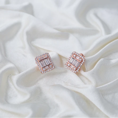 Square Baguette 925 Sterling Silver Earrings