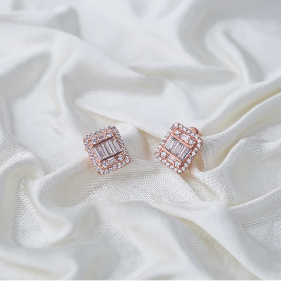 Square Baguette 925 Sterling Silver Earrings Square Baguette 925 Sterling Silver Earrings