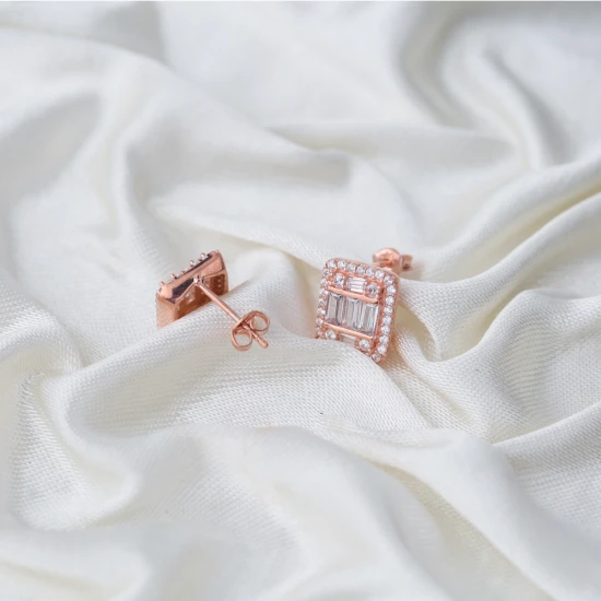 Square Baguette 925 Sterling Silver Earrings Square Baguette 925 Sterling Silver Earrings