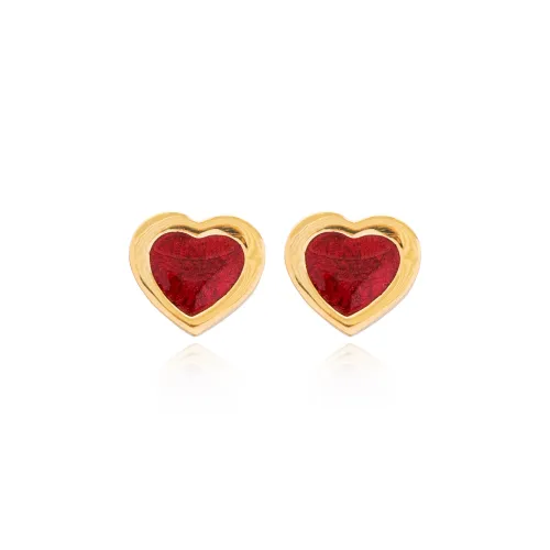 Claret Red Enamel Heart 925 Sterling Silver Earrings