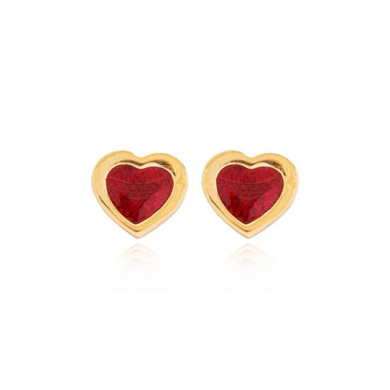 Claret Red Enamel Heart 925 Sterling Silver Earrings Claret Red Enamel Heart 925 Sterling Silver Earrings
