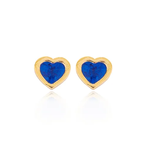 Navy Blue Enamel Heart 925 Sterling Silver Earrings