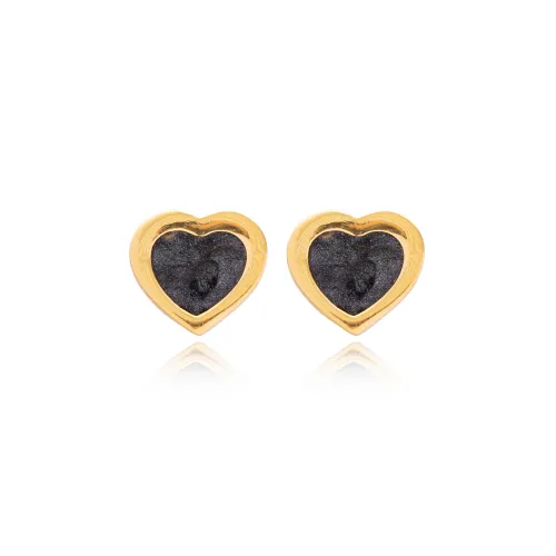 Black Enamel Heart 925 Sterling Silver Earrings