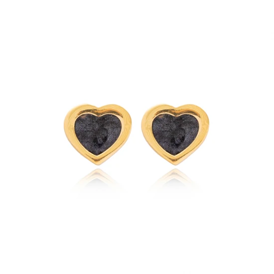 Black Enamel Heart 925 Sterling Silver Earrings Black Enamel Heart 925 Sterling Silver Earrings