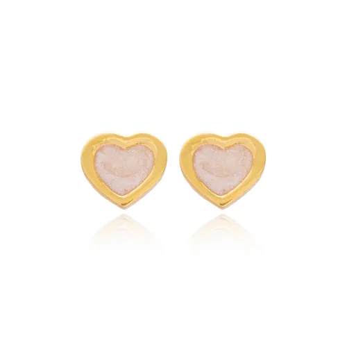 Powder Pink Enamel Heart 925 Sterling Silver Earrings