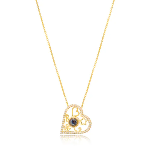 Heart 100 Languages Says I Love You 925 Silver Pendant
