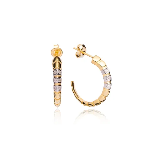 Clear Ribbed Hoop CZ 925 Sterling Silver Earrings
