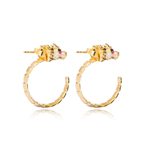 Dragon Ruby Eye 925 Sterling Silver Earrings