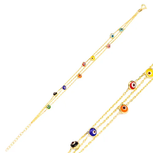 Colorful Evil Eye 925 Sterling Silver Bracelet