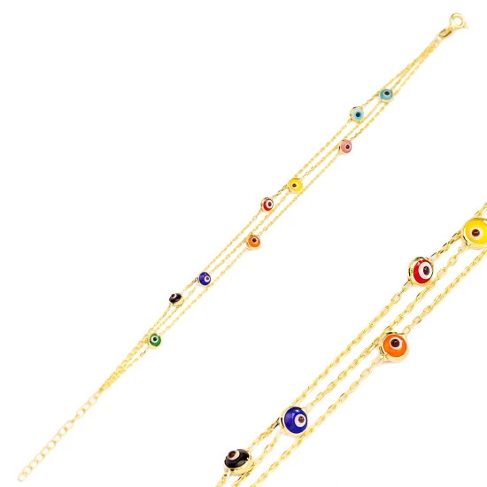 Colorful Evil Eye 925 Sterling Silver Bracelet Colorful Evil Eye 925 Sterling Silver Bracelet