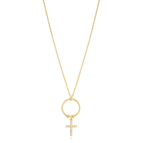 Ringed Cross 925 Sterling Silver Necklace