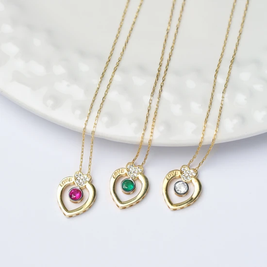 Love Letter Hearth Shape Emerald 925 Silver Necklace