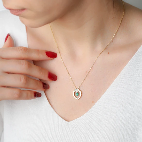 Love Letter Hearth Shape Emerald 925 Silver Necklace