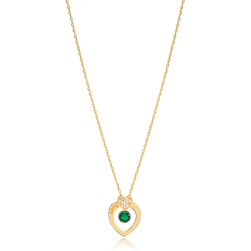 Love Letter Hearth Shape Emerald 925 Silver Necklace