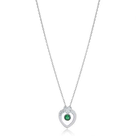 Love Letter Hearth Shape Emerald 925 Silver Necklace
