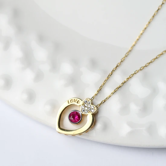 Love Letter Hearth Shape Ruby Sterling Silver Necklace Love Letter Hearth Shape Ruby Sterling Silver Necklace